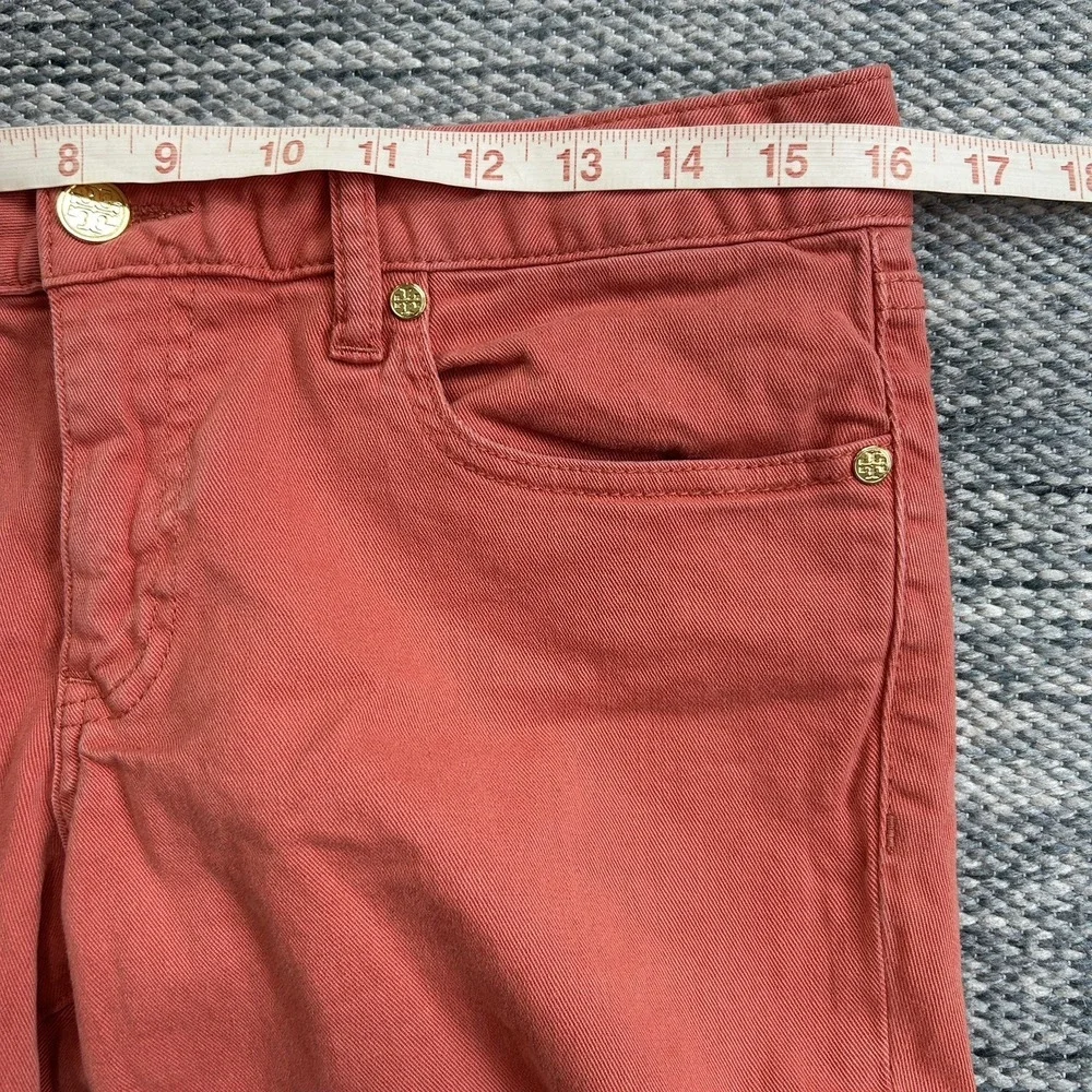 Tory Burch Alexa Crop Jeans Womens 29 32x25 Coral Orange Denim Stretch Pants - Picture 10 of 16